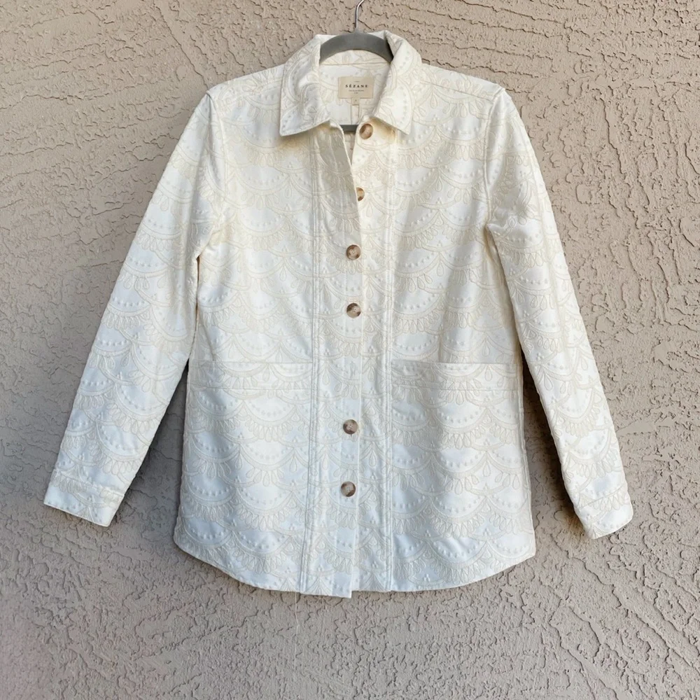 Sezane Cream Textured Jacket - Picture 4 of 16